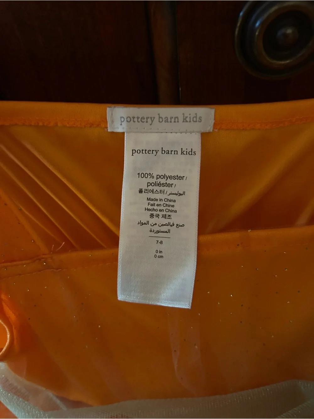 Pottery Barn Kids Light Up Orange Pumpkin Tulle Dress with Green Leaf Accent